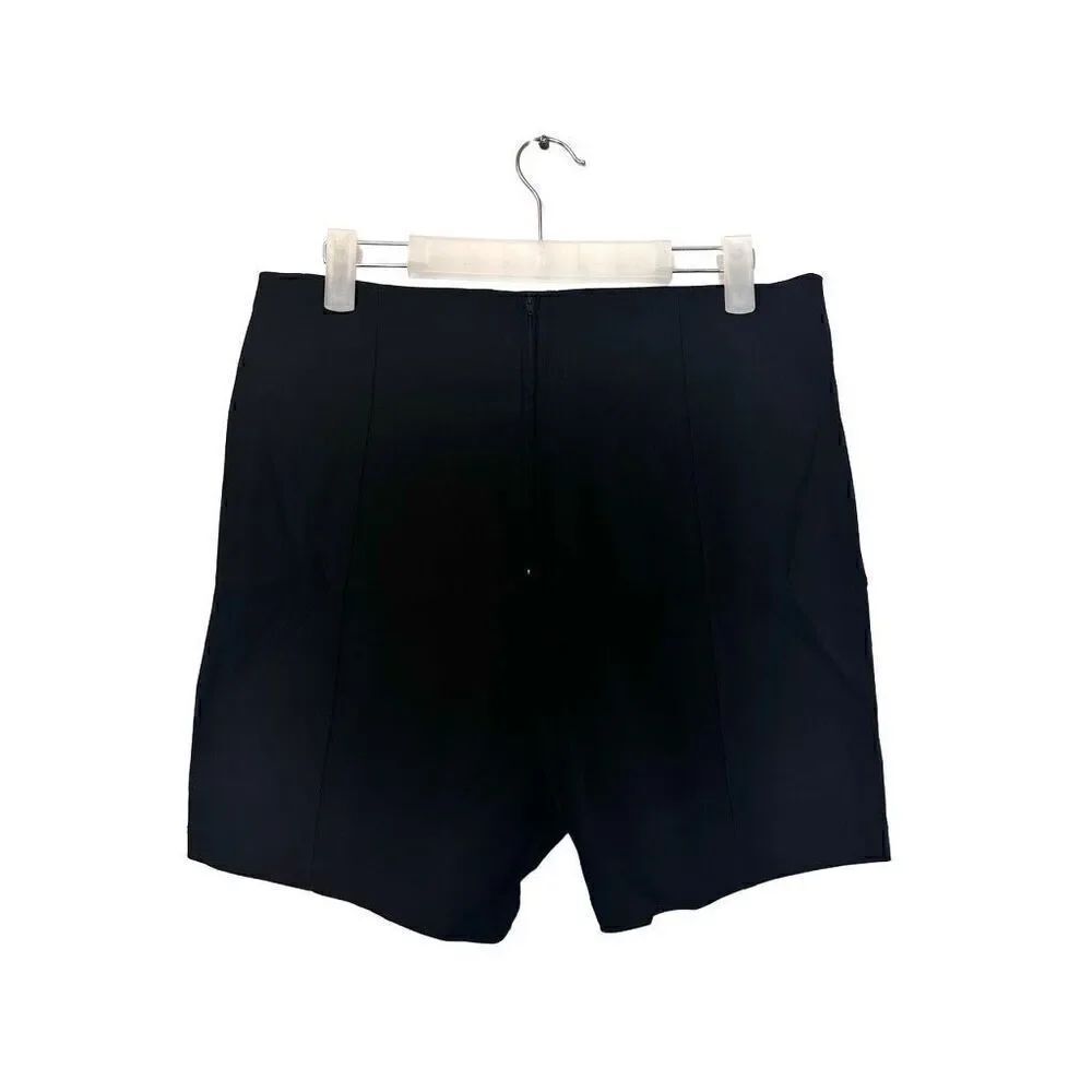 Fashion Nova Zip Up Front High Rise Rayon Blend Stretch Shorts Black XL